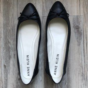 Anne Klein Black Leather Ballet Flats Size 8.5